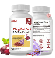 UXOEJIK saffron capsules bottle front for mood support and focus.