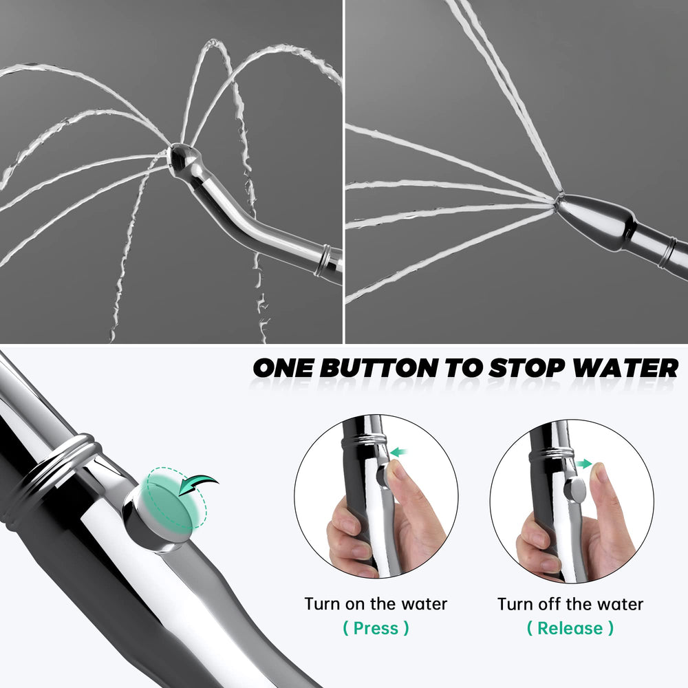 V-Frankness shower enema with diverter for flexible water flow.