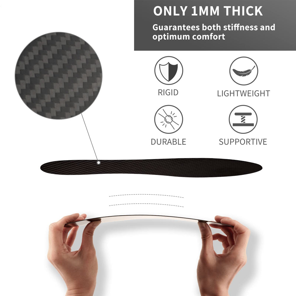 V.Step carbon fiber insole inside a shoe demonstrates full-length rigidity during wear