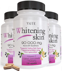 VAITE Glutathione pills bottle close-up showing high-dose liposomal formula for skin support