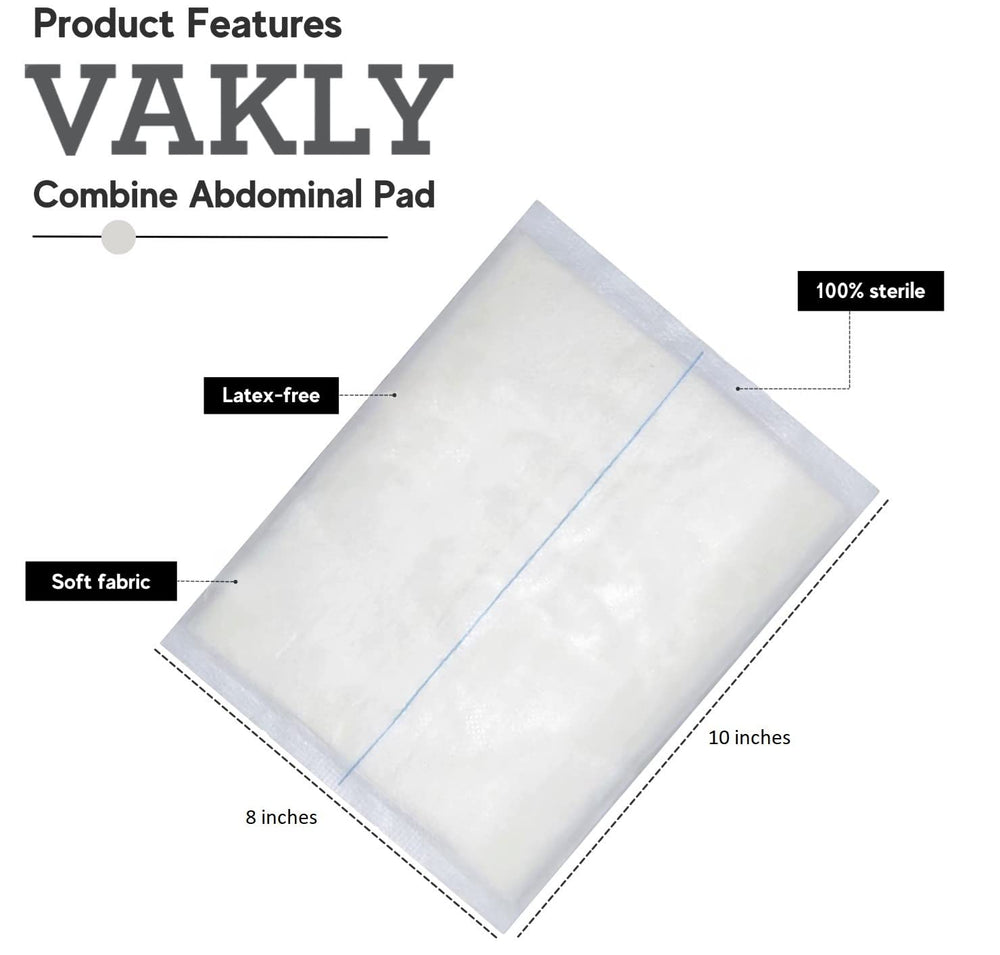 Vakly ABD Combine pad 8x10, sterile and individually wrapped for easy handling