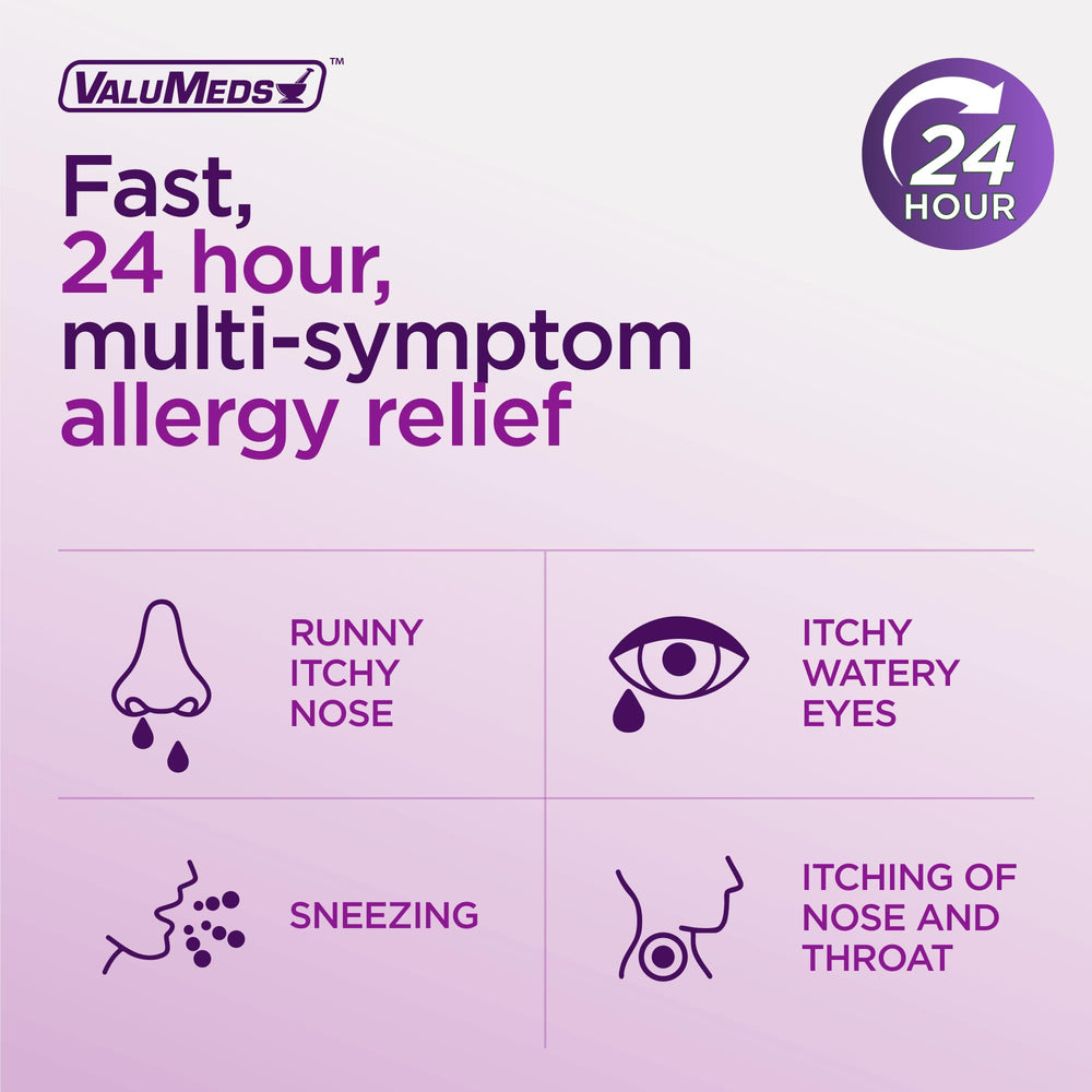 ValuMeds non-drowsy formula packaging highlights daily usage without fatigue.