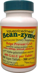 ValuePricedMeds Bean-Zyme bottle front view, vegan gas relief aid for meals.