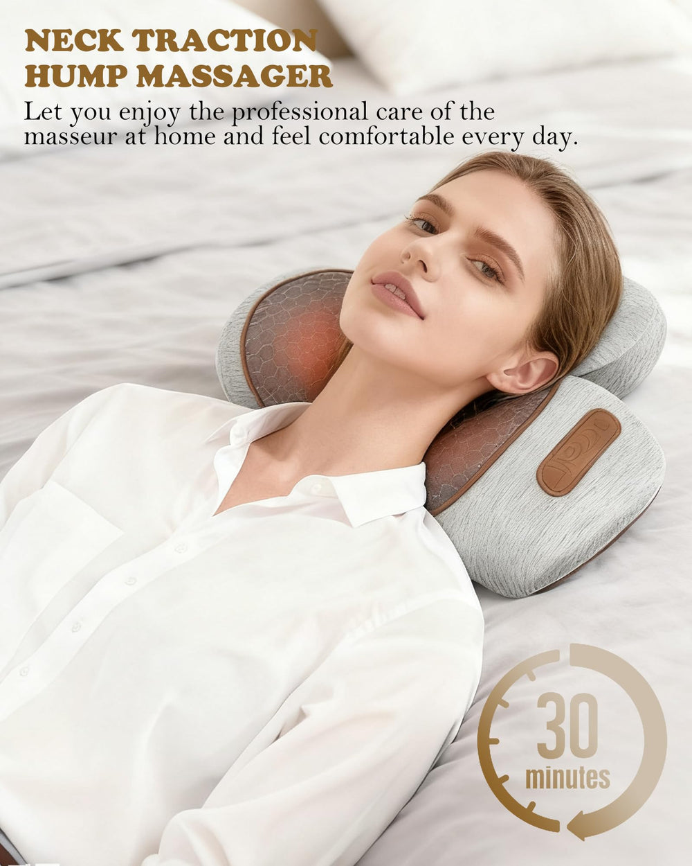 Ergonomic design of VANJUNBILL neck massager pillow supports natural neck curve