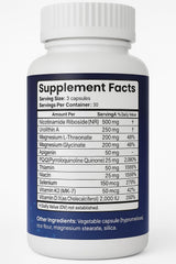 Closeup of Vantanex MitoFusion capsules emphasizing NR dosage.