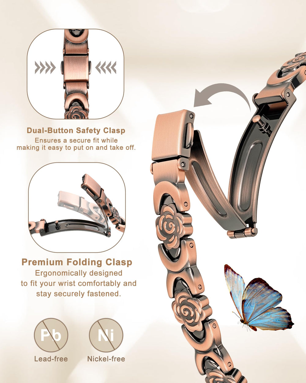 Vapeples adjustable bracelet with sizing tool ensures a comfortable, personalized fit.