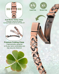 Vapeples copper bracelet with heart design and cubic zirconia accents.