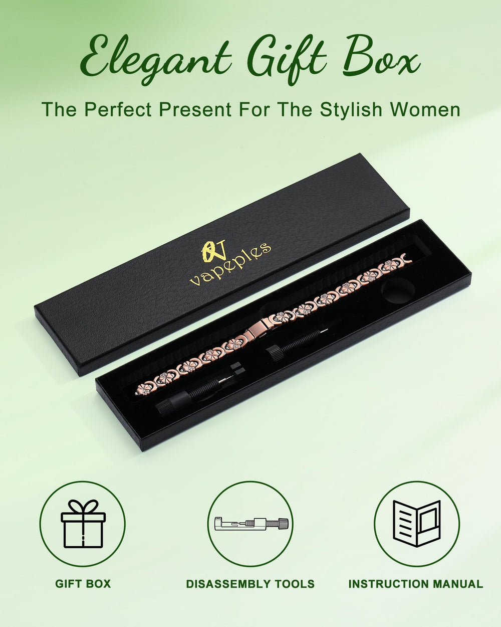 Vapeples copper bracelet made with hypoallergenic copper safe for sensitive skin.