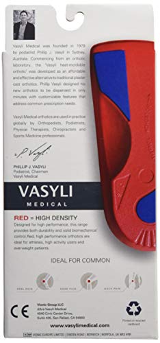 Athlete using Vasyli 3/4 length insoles in red for high-performance support.