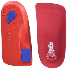 Vasyli Custom 3/4 Length Insoles red, side view for long-lasting foot support