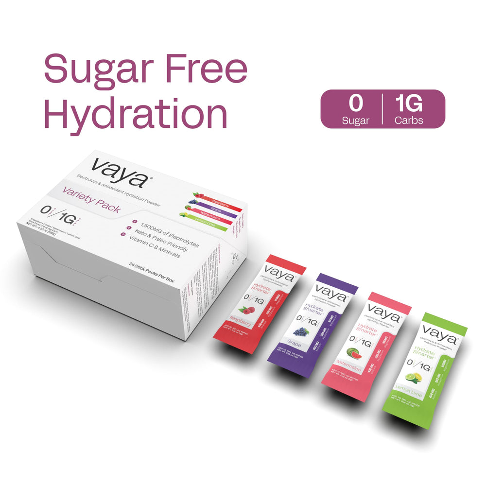 Vaya watermelon electrolyte packet offers clean hydration and refreshing flavor.