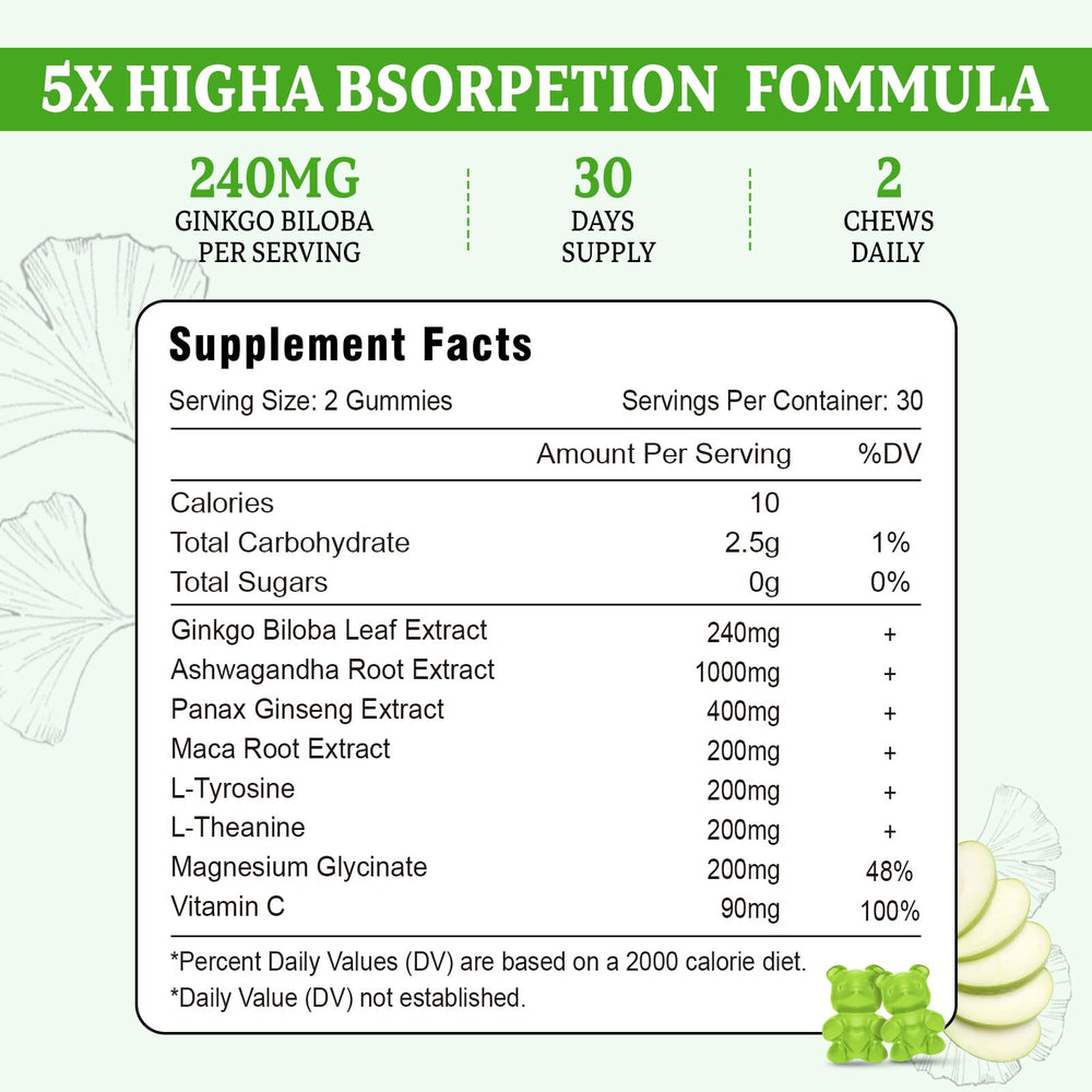 Vazatisi Ginkgo Biloba Gummies apple flavor pack highlighting convenience.