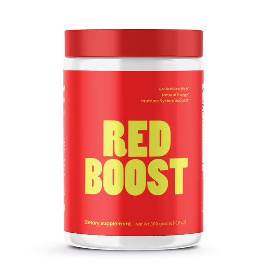 VB Health Red Boost bottle with 30 servings for convenient daily wellness.