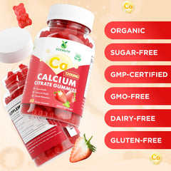 VCCHUYH calcium citrate gummies label non-GMO signals clean, high-quality selection.