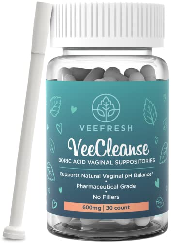 VeeFresh VeeCleanse bottle shown for daily vaginal health support and balance.