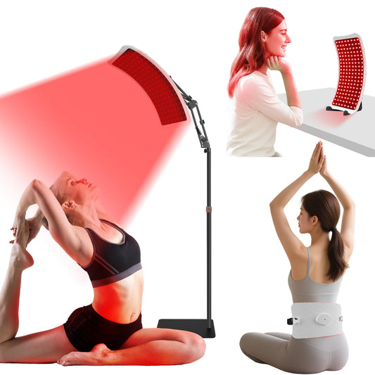 Veefy red light therapy lamp front view for facial and body sessions.
