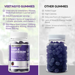 VEETAGYO Magnesium Gummies vegan-certifications highlight sugar-free, gluten-free status