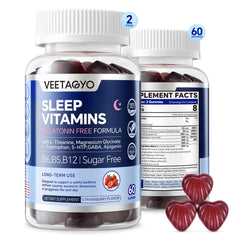VEETAGYO melatonin-free gummies bottle promoting natural relaxation and sleep