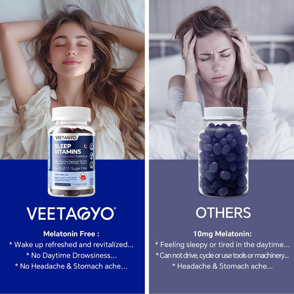 Ingredient panel showing L-Theanine, 5-HTP, GABA and magnesium
