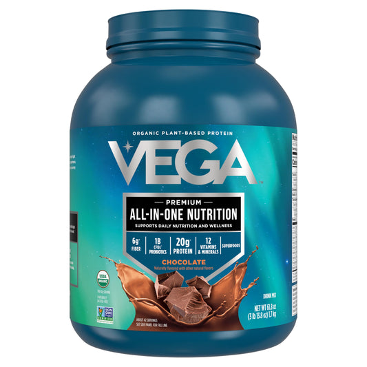 Vega All-In-One Organic bottle shown for convenient on-the-go nutrition