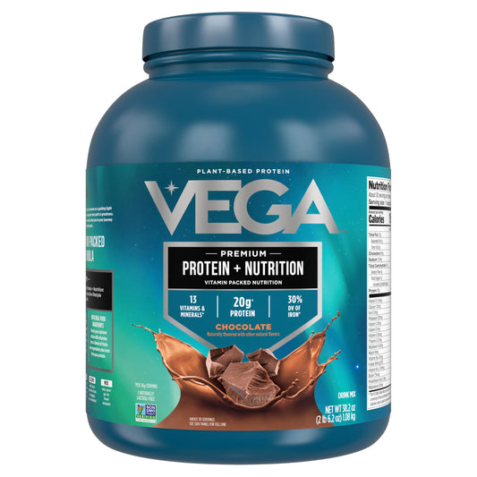 Vega Protein Nutrition chocolate bottle pour for a quick protein boost