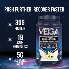Vega Sport Berry shake in a glass with creamy berry flavor.