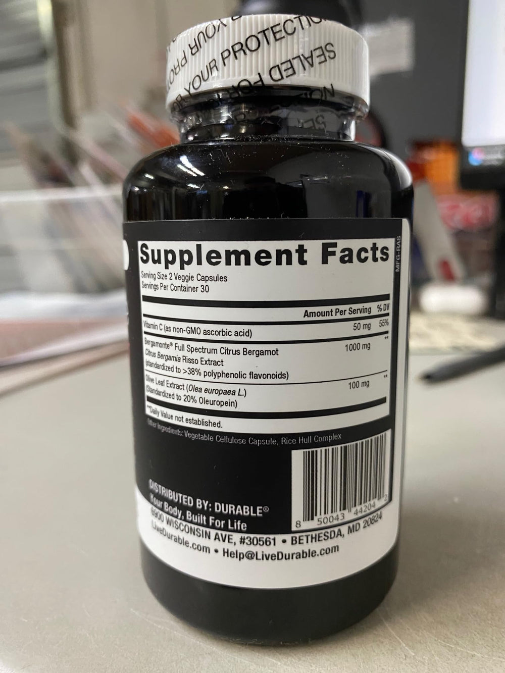 Durable Heart vegan and non-GMO certification displayed on packaging.