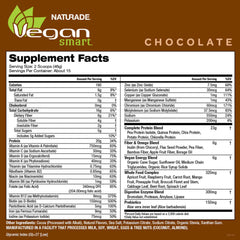 The Vegansmart Naturade all-in-one shake nutrition label close-up highlights vitamins and minerals.