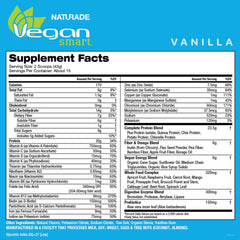 Vegansmart Naturade All-in-One Shake back view shows nutrition highlights for daily wellness
