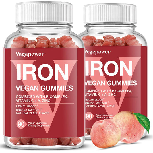 VEGEPOWER vegan iron gummies bottle for daily iron support.