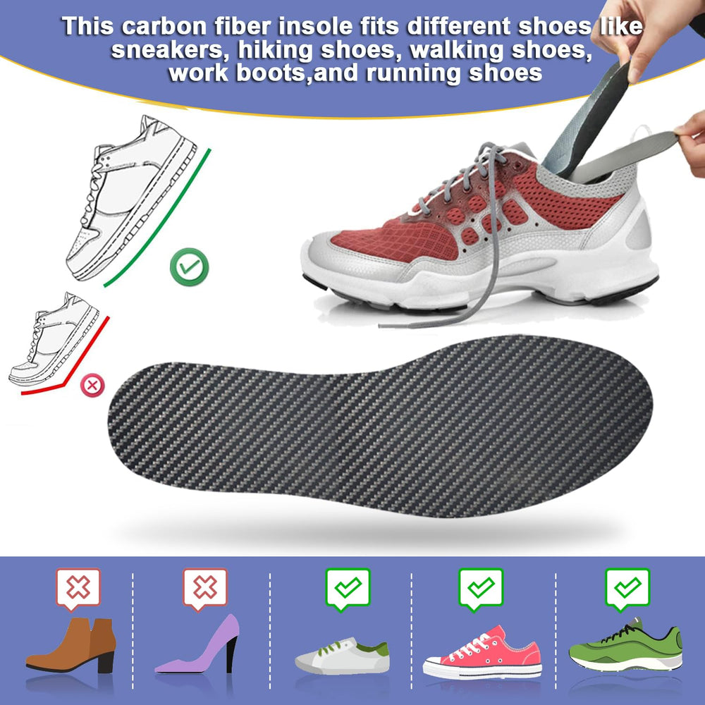 VEJESIME carbon fiber insole fits diverse shoes for comfortable mobility