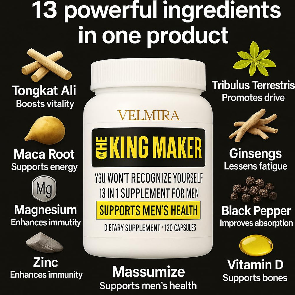 Velmira King Maker Tongkat Ali ingredient offers natural energy support.