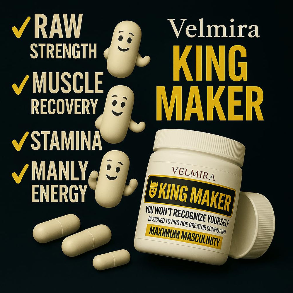 Velmira King Maker label highlights non-GMO and gluten-free claims.