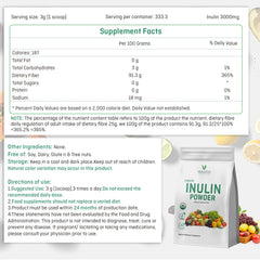 VELOTO Inulin Powder scoop beside the bulk bag for precise daily dosing.