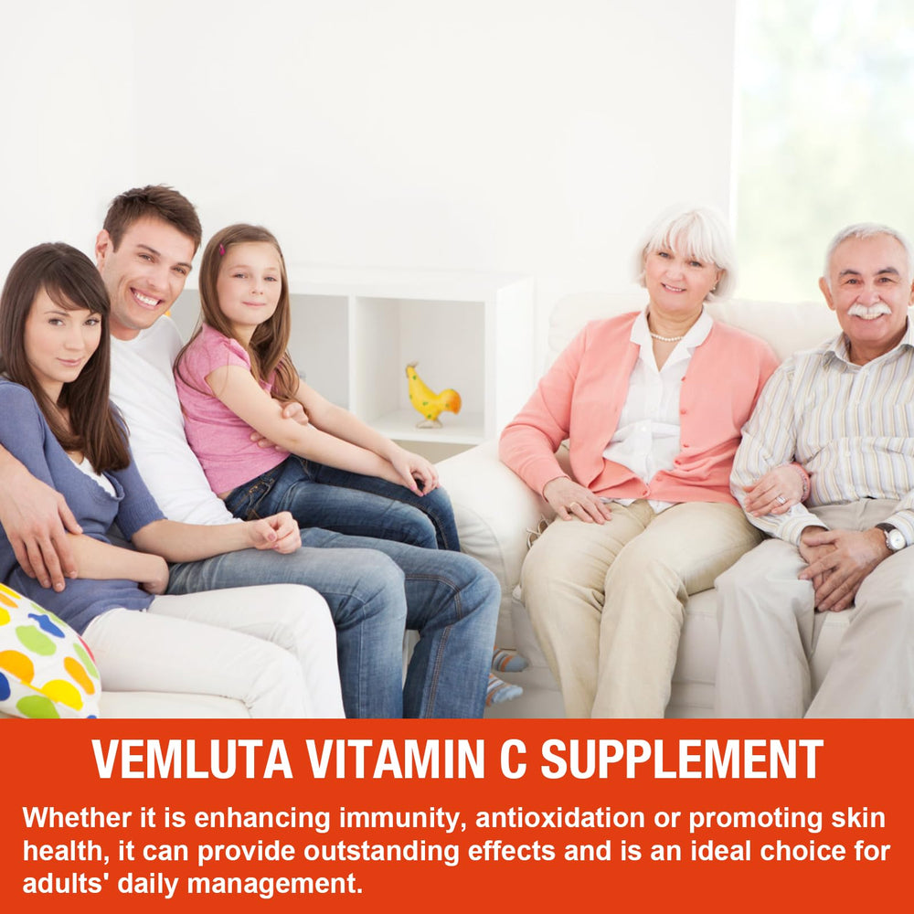 Vemluta gummies jar in kitchen setting suggests easy daily routine.