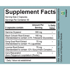 Veracity Selfcare menopause support active ingredients, antioxidant botanicals for balance