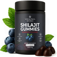 Veralinda Naturals Shilajit Gummies bottle for convenient vegan energy support