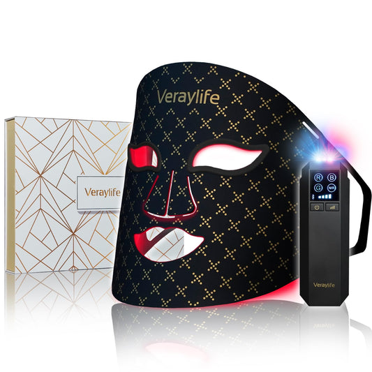 Veraylife red light therapy face mask on skin for at-home rejuvenation