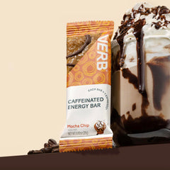 Verb Caffeinated Energy Bar Mocha Chip on-the-go lifestyle shot for quick nourishment.