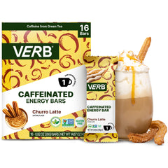 Verb Energy Bar churro latte bar close-up reveals chewy texture and real-food ingredients.