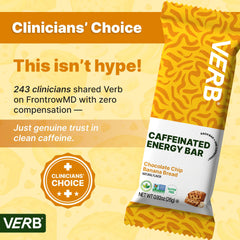 Verb Caffeinated Energy Bar on a backpack during a hike