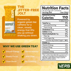 Verb Caffeinated Energy Bar packaging shows 16 bars for on-the-go nutrition