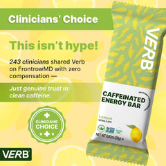 Verb Caffeinated Lemon Energy Bar slice-inside view shows real-food ingredients.