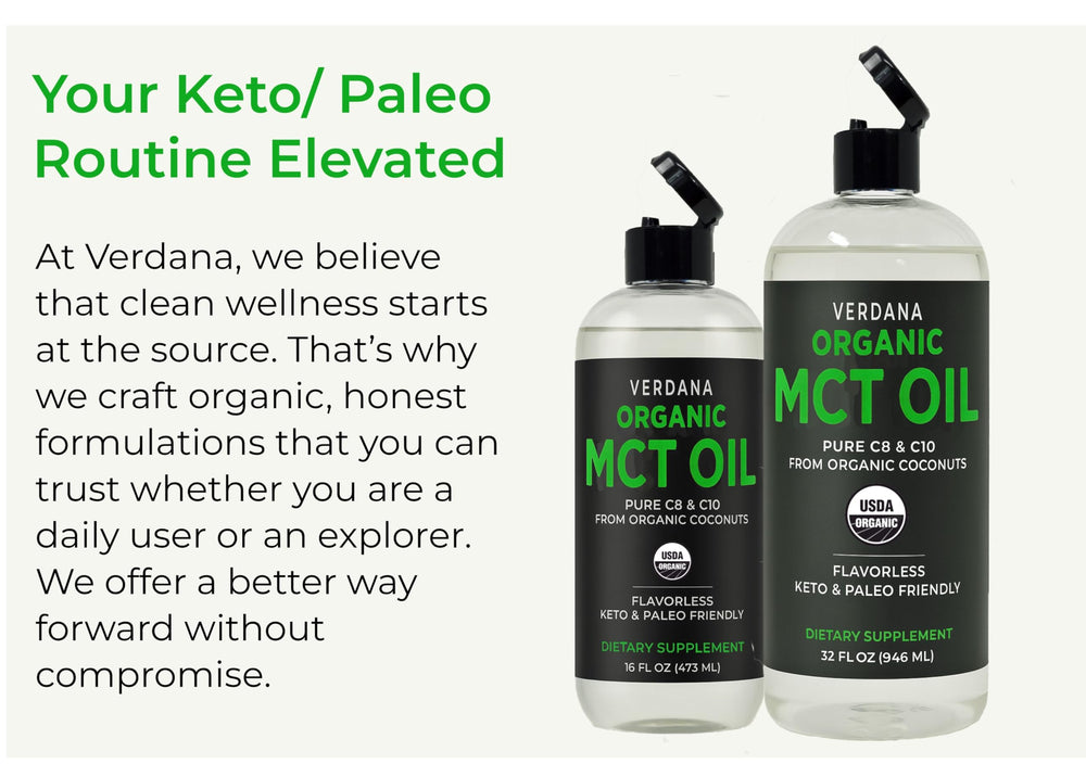 Non-GMO and kosher seals on the Verdana MCT Oil bottle