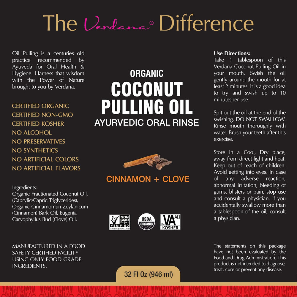 Verdana oil pulling mouthwash in use for a breath freshening rinse