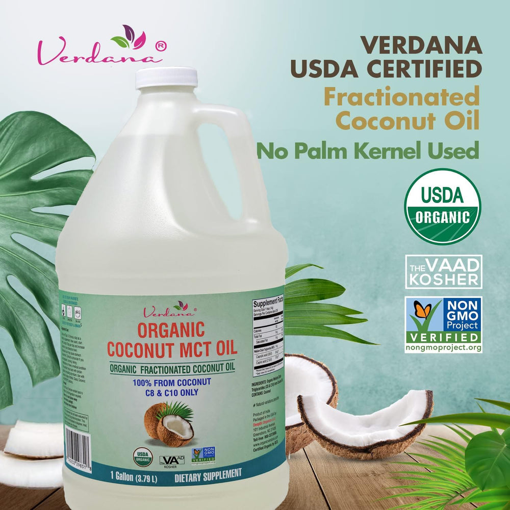 Verdana organic coconut MCT oil label highlighting organic sourcing