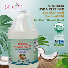 Verdana organic coconut MCT oil label highlighting organic sourcing
