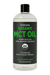 Verdana Organic MCT Oil bottle on a clean kitchen counter ready for daily use