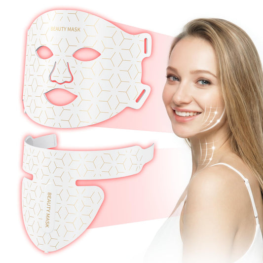 Verfubo red light mask covering face and neck with 850nm glow for at-home rejuvenation
