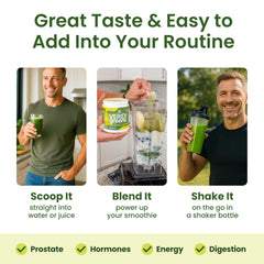 Morning routine with Veridi Greens for daily vitality.
